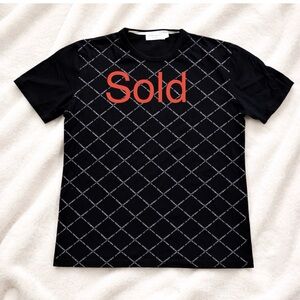 Men's Yves Saint Laurent Black Diamond-Grid Crewneck vintage T-Shirt